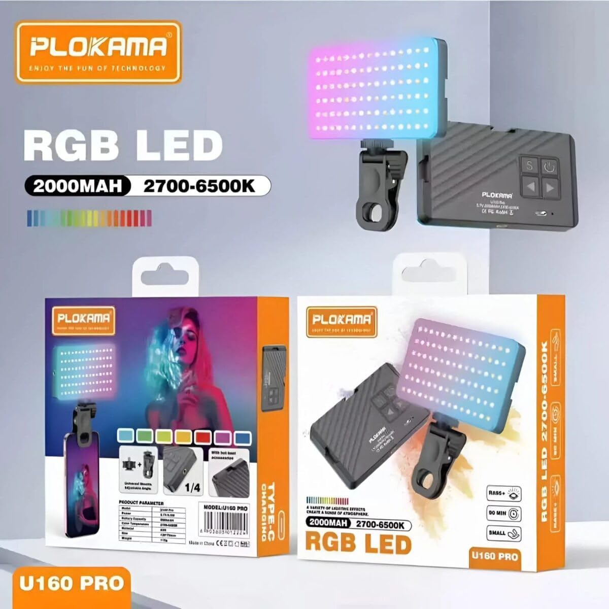 Plokama U160 Pro RGB Portativ LED İşıqlandırıcı 2700-6500K, 2000mAh